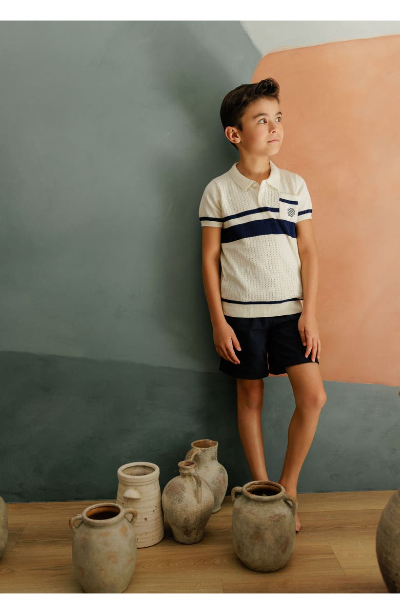 Ely's & Co. Looms Storybook Collection - Boys Mesh Knit Polo, Alternate, color, Ivory