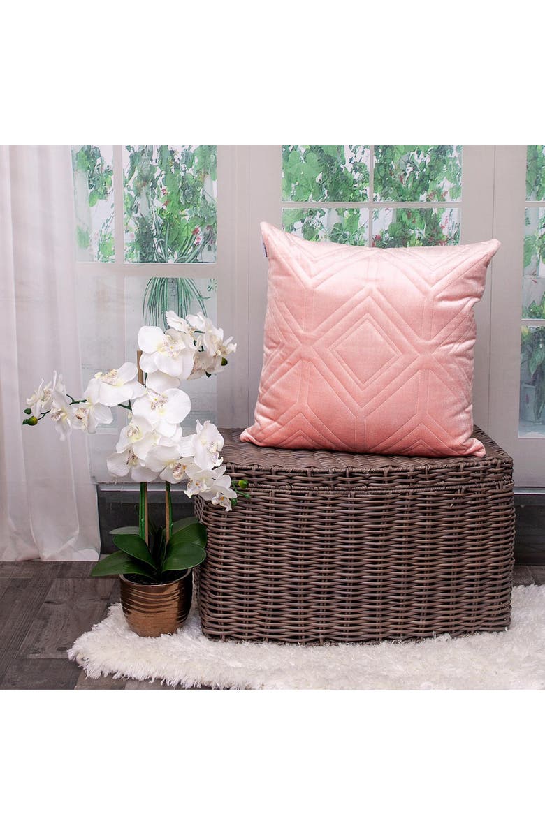PARKLAND COLLECTION Reta Diamond Quilted Throw Pillow, Alternate, color, Pink