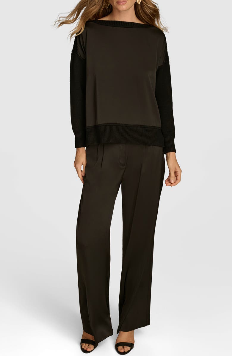 Donna Karan New York Mix Media Boat Neck Sweater, Alternate, color, 