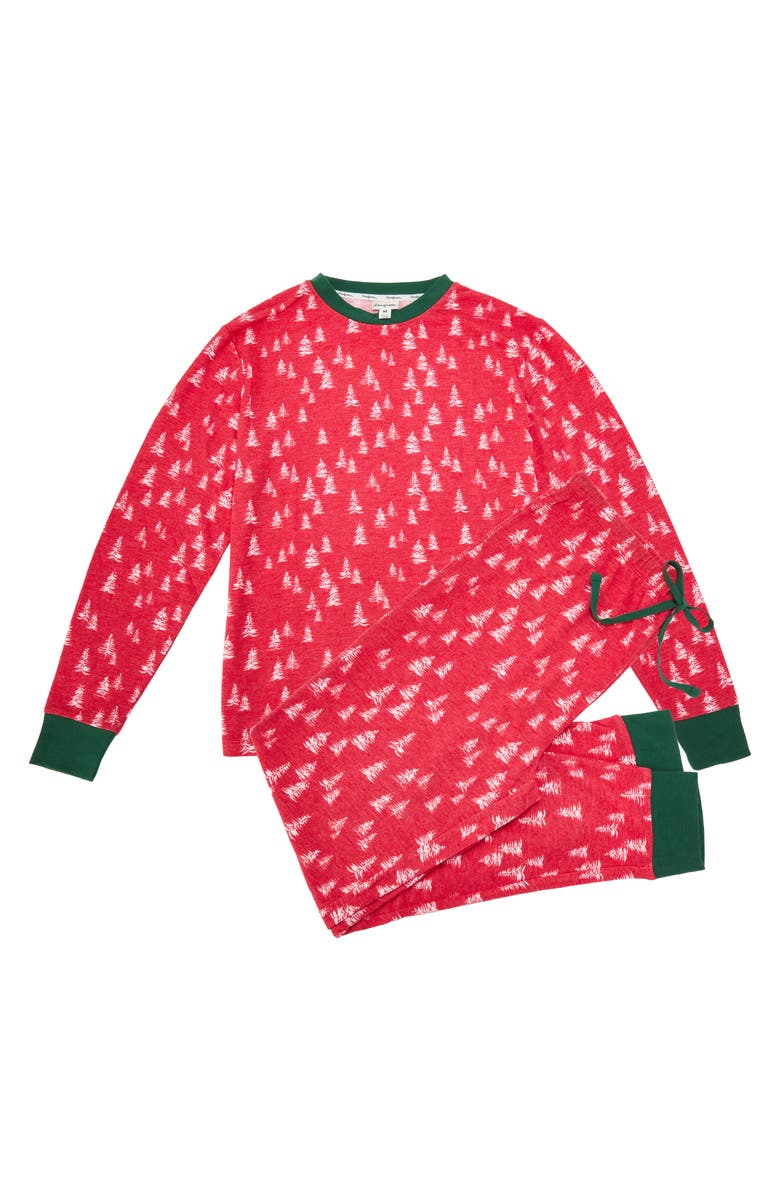 DEARFOAMS 2 Piece Holiday Trees Pajama Set, Main, color, Red