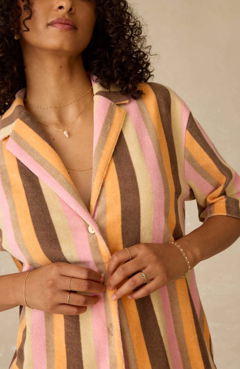 Faherty Cabana Stripe Towel Terry Camp Shirt, Alternate, color, Sun Kissed Stripe