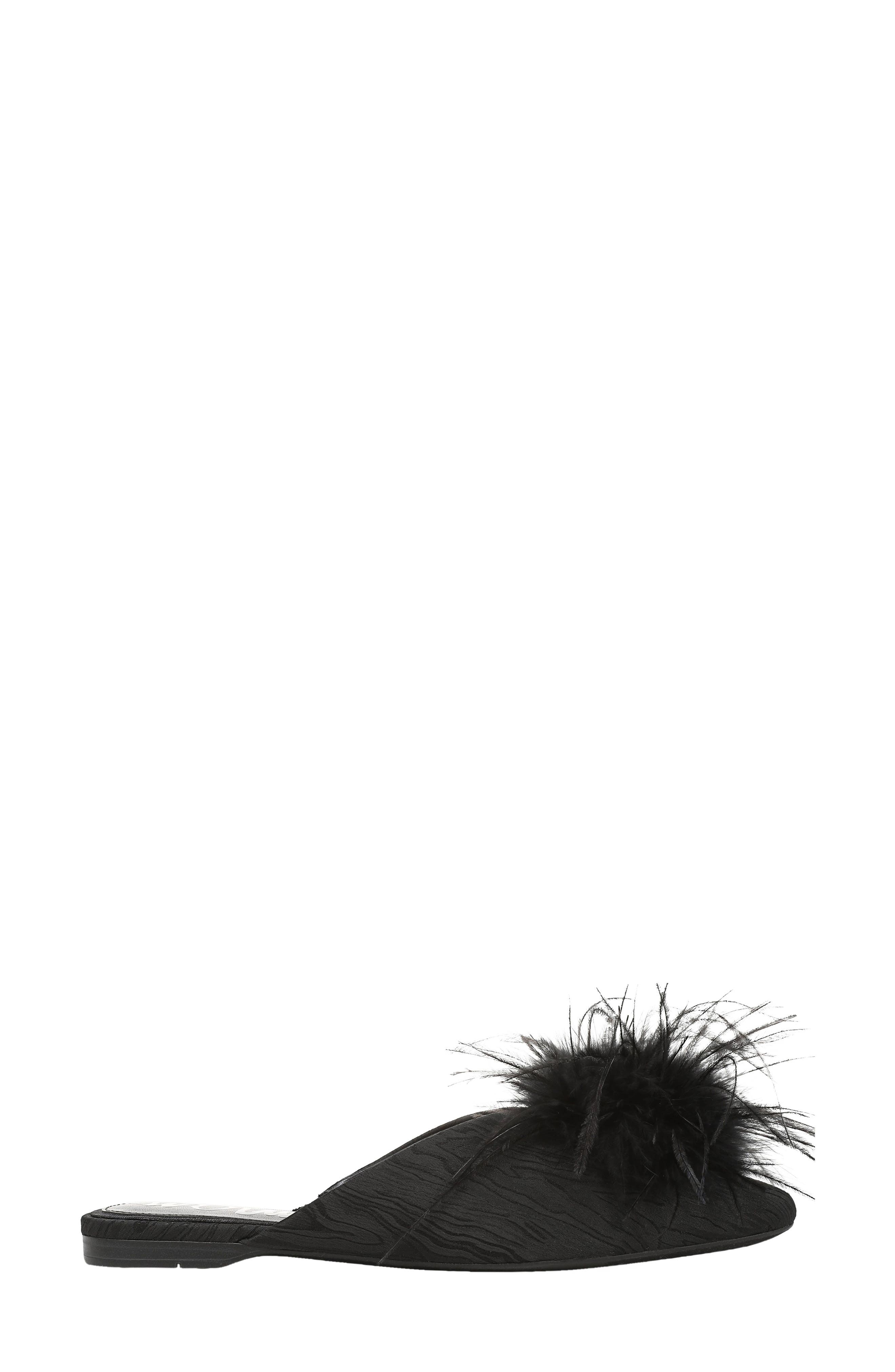 Khai Feather Mule, Alternate, color, BLACK