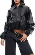 LIONESS Nirvana Faux Leather Bomber Jacket