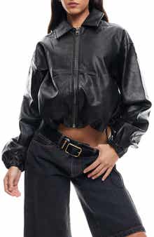 LIONESS Nirvana Faux Leather Bomber Jacket