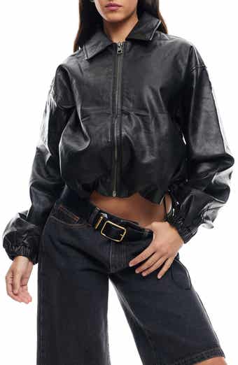 LIONESS Nirvana Faux Leather Bomber Jacket