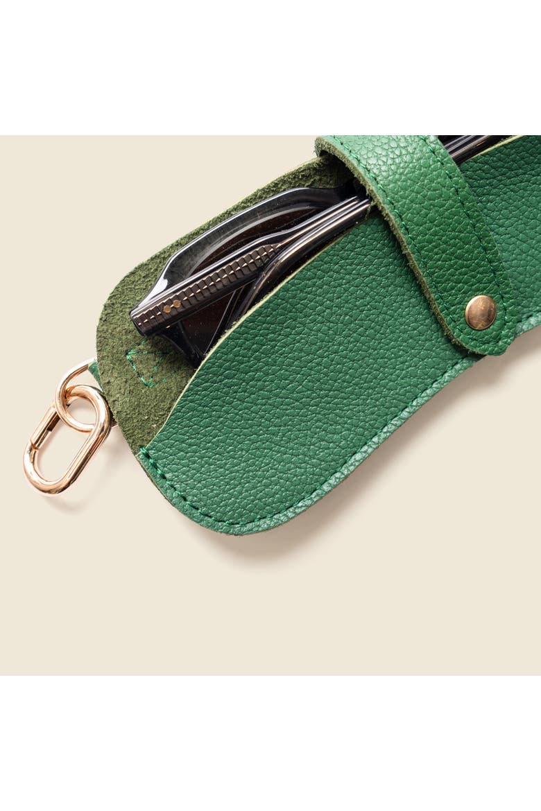 Leather Sunglasses Case with Key Ring, Alternate, color, Green