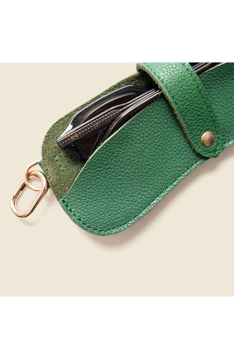 Casupo Leather Sunglasses Case with Key Ring, Alternate, color, Green