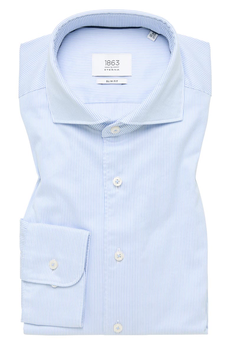 Stripe Non-Iron Cotton Twill Dress Shirt, Alternate, color, SKY