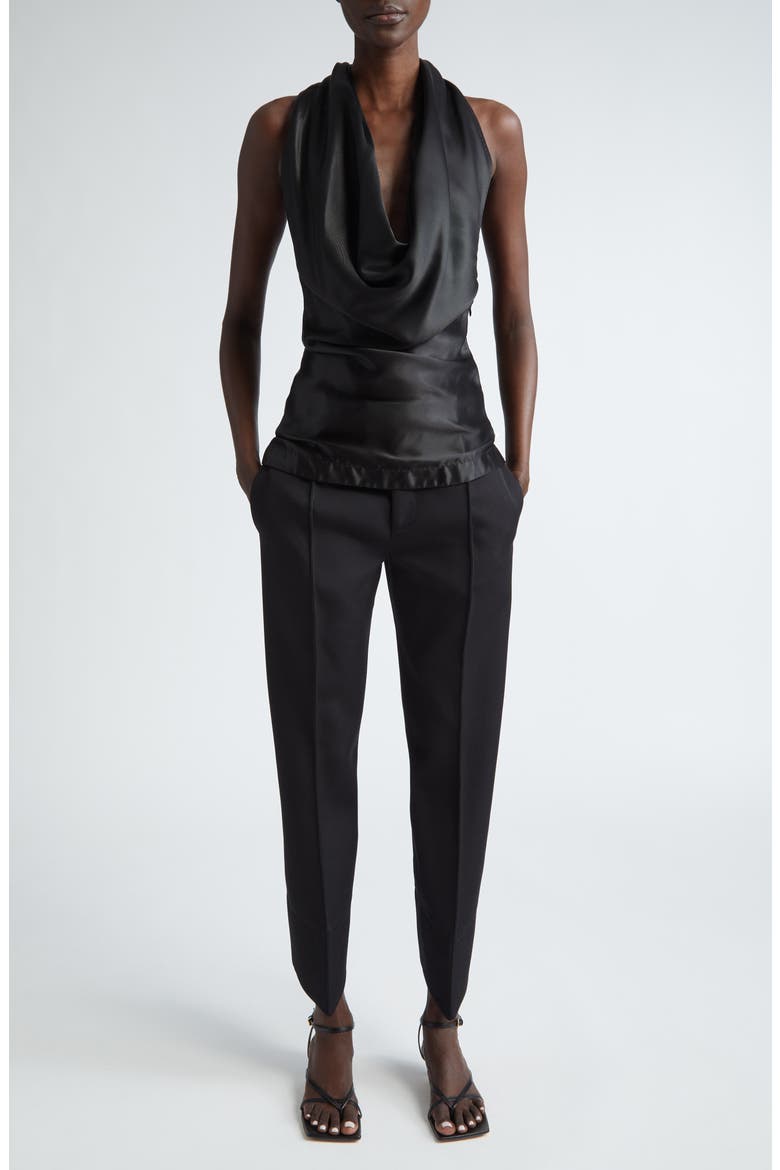 Sartorial Wide Leg Wool Twill Trousers, Alternate, color, BLACK