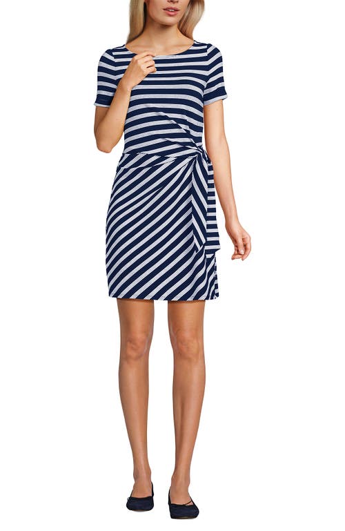 LANDS' END LANDS' END SHORT SLEEVE COTTON MODAL WRAP MINI DRESS