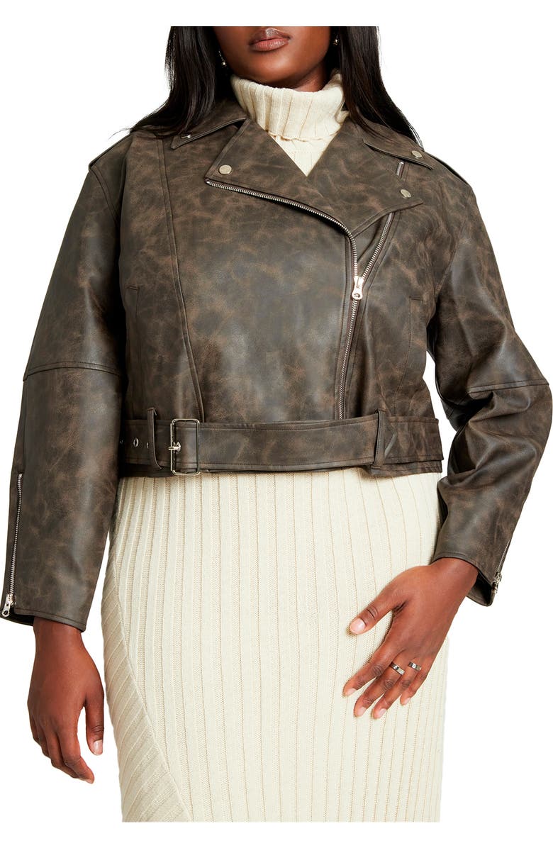 ELOQUII Patina Moto Jacket, Main, color, 