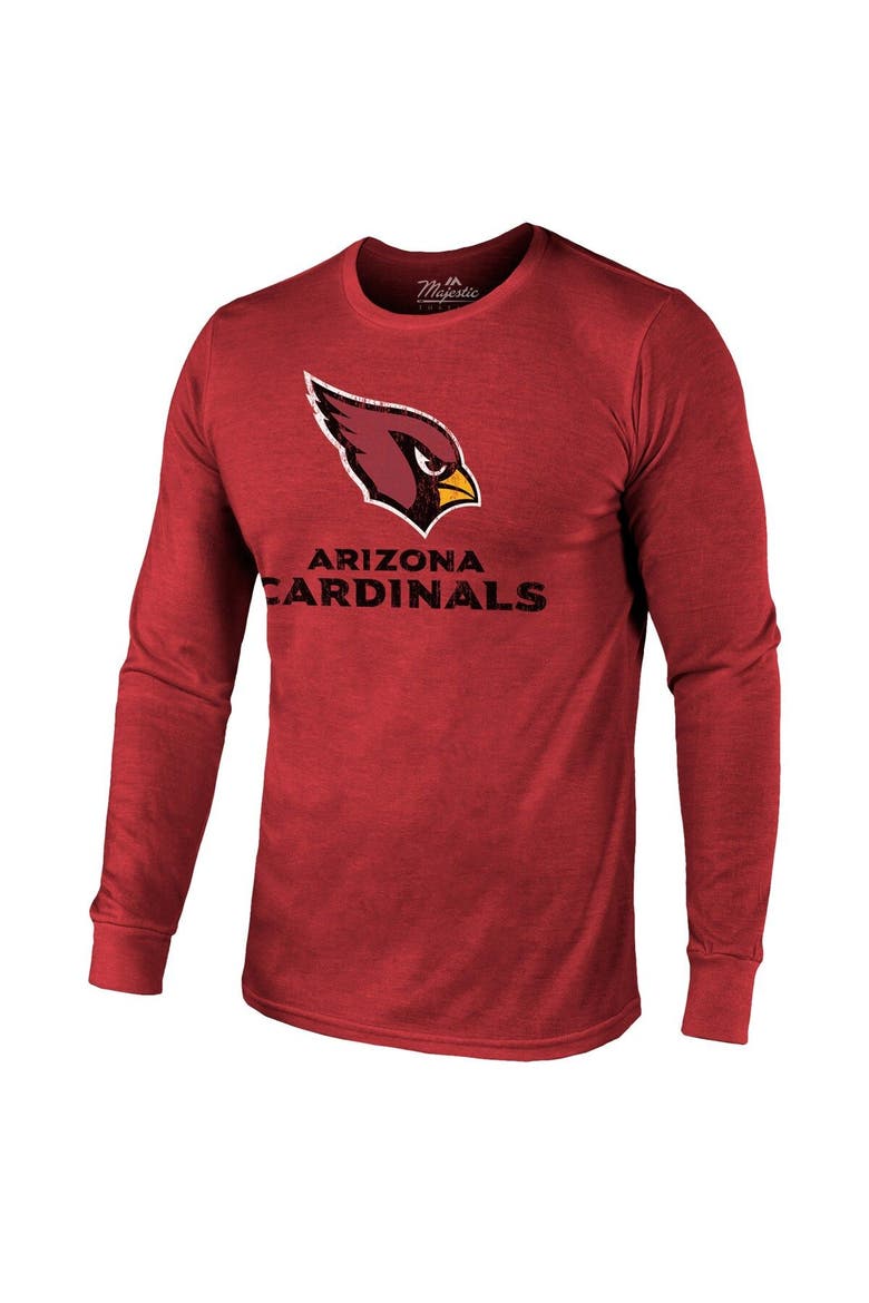 Arizona Cardinals Majestic Threads Lockup Tri-Blend Long Sleeve T-Shirt - Cardinal, Alternate, color, Cardinal