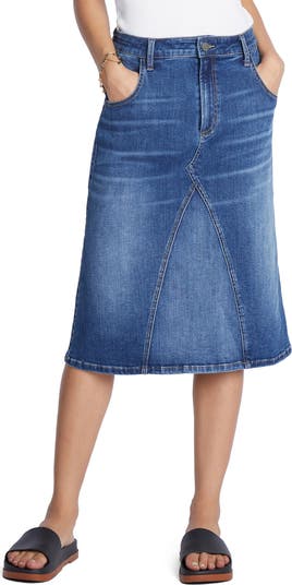 Wash Lab Denim Pieced Denim Midi Skirt | Nordstrom