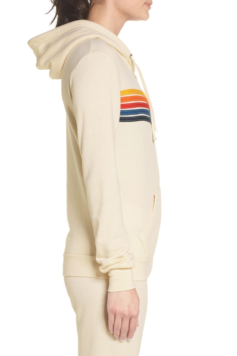 5-Stripe Zip Hoodie, Alternate, color, VINTAGE WHITE/ RAINBOW