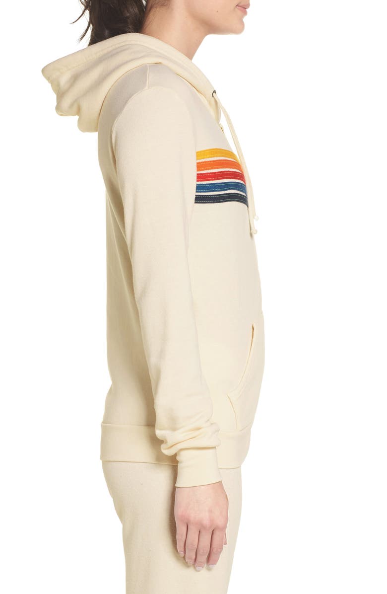 Aviator Nation 5-Stripe Zip Hoodie, Alternate, color, Vintage White/ Rainbow