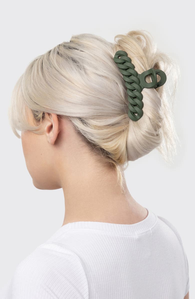 Kitsch 3-Pack Assorted Chain Claw Clips, Alternate, color, Black & Moss