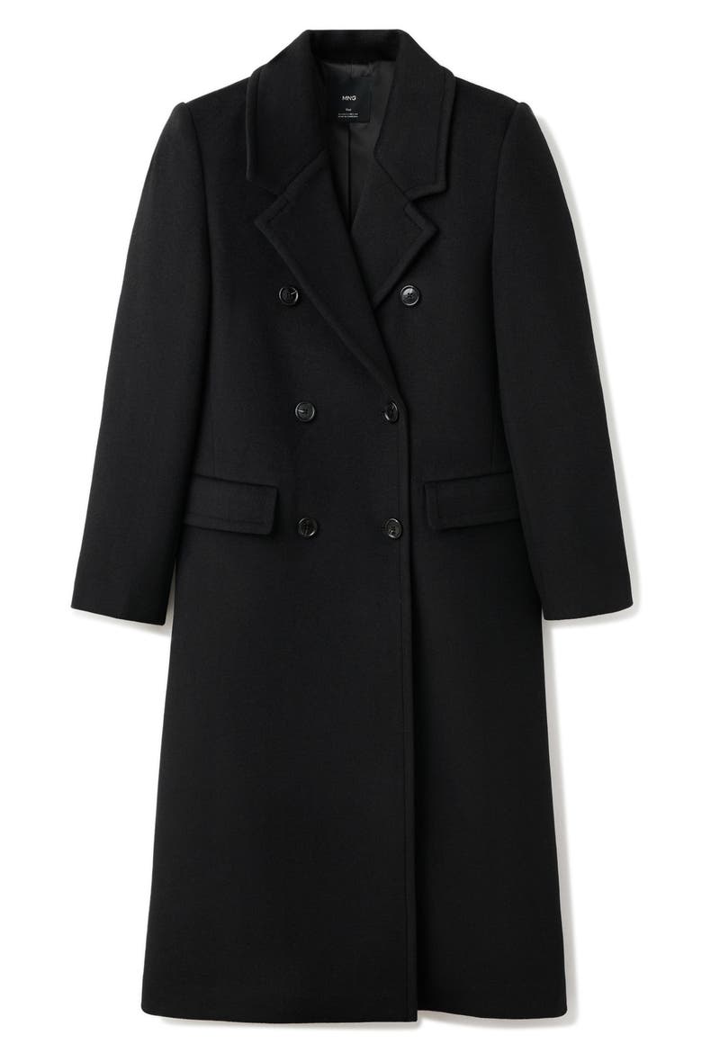Double Breasted Coat, Alternate, color, BLACK