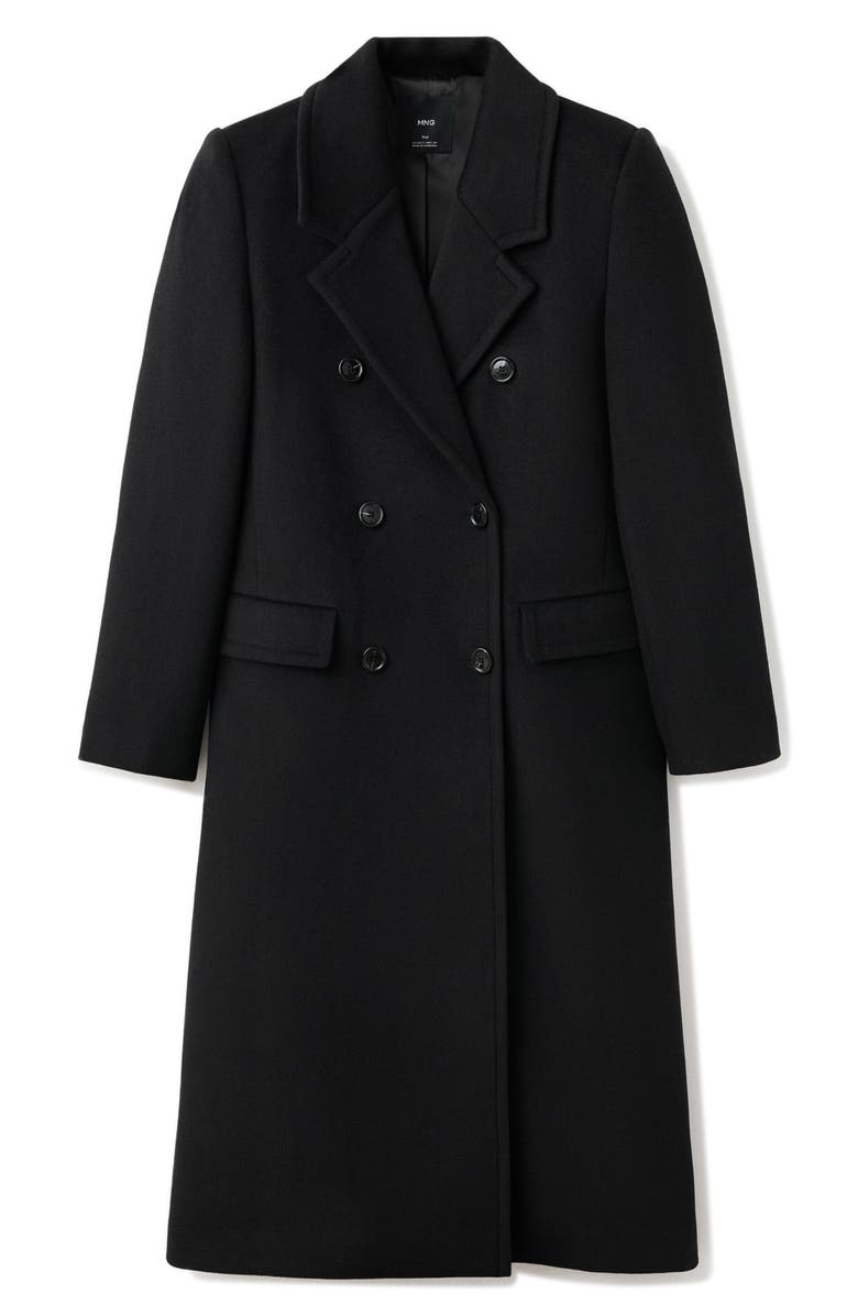 MANGO Double Breasted Coat, Alternate, color, Black
