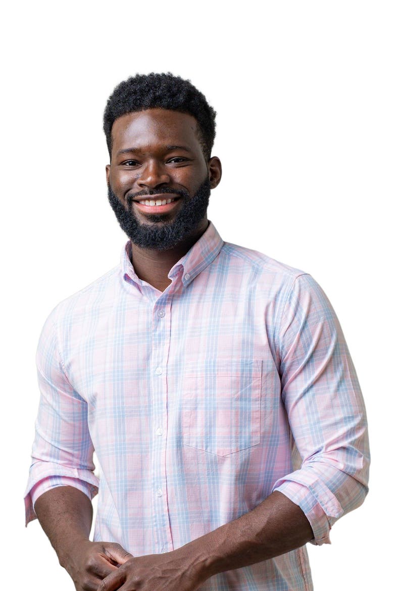 Men's Organic Stretch Poplin Shirt, Alternate, color, Pink Petal Plaid