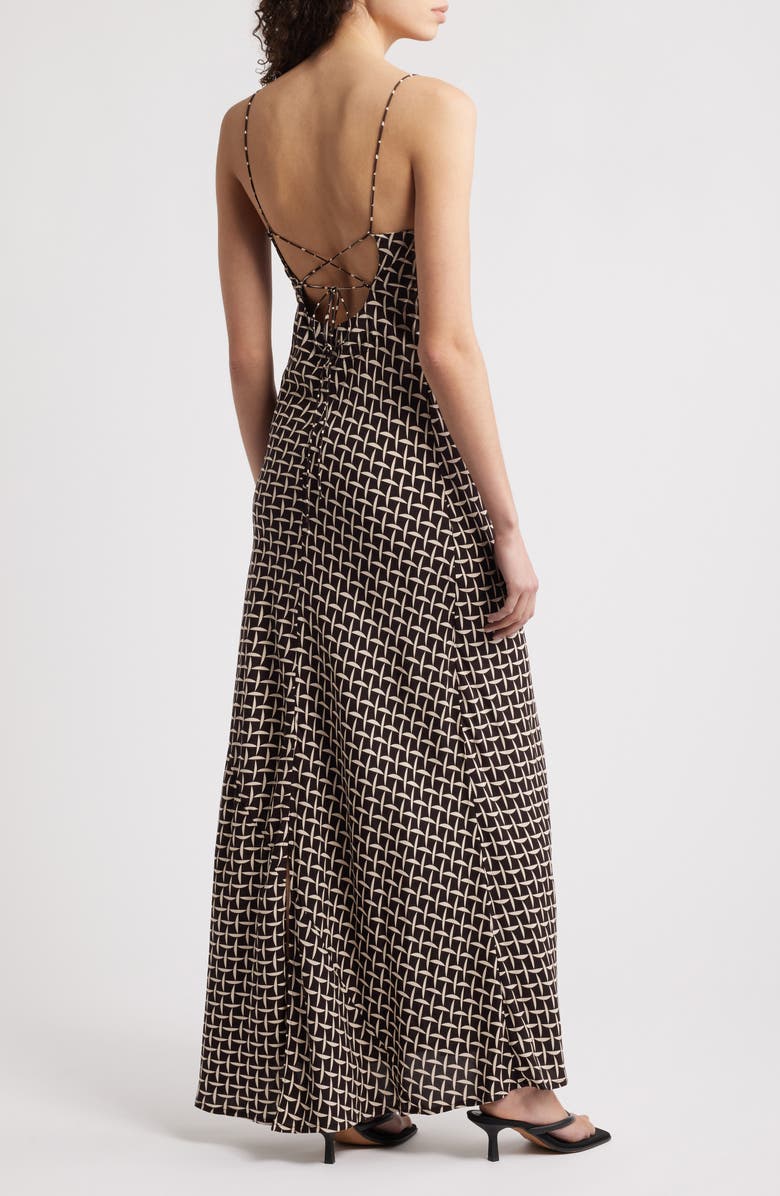 Faithfull the Brand Luisa Geo Print Maxi Dress, Alternate, color, Espresso Geo