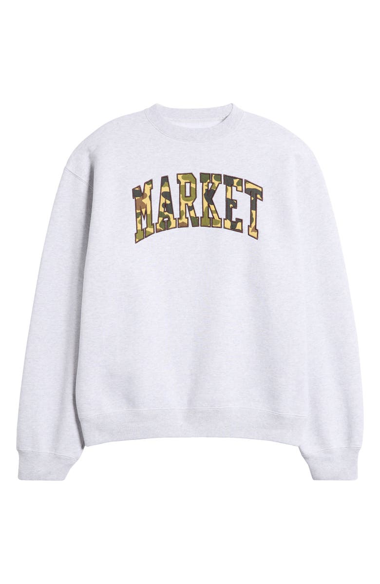 MARKET Camo Logo Appliqué Crewneck Sweatshirt, Alternate, color,