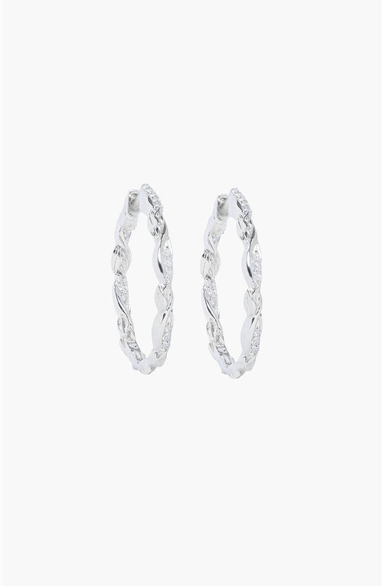 Rizen Jewelry Sacred Vine Hoop Earring, Main, color, Sterling Silver
