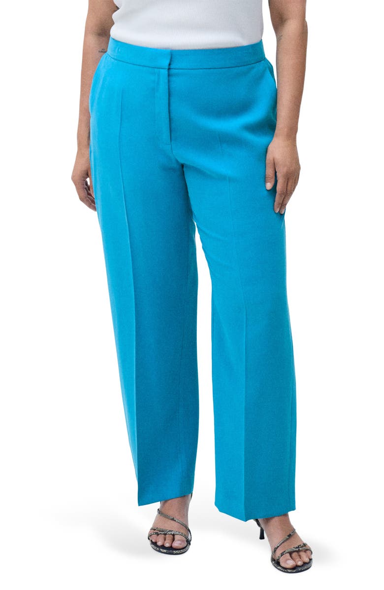 MANGO Tempo Straight Leg Pants, Alternate, color, Blue