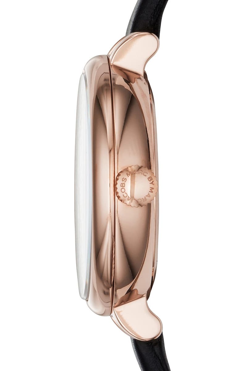Marc Jacobs 'Sally' Round Leather Strap Watch, 28mm, Alternate, color, 