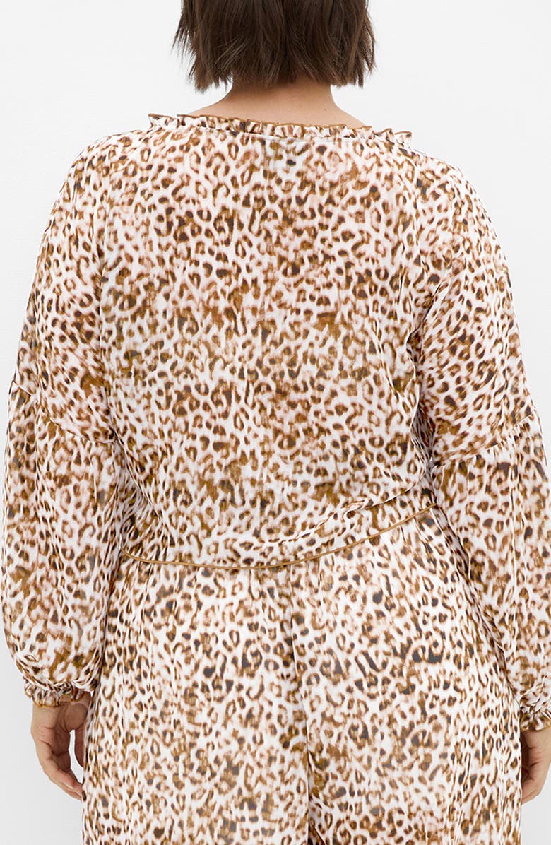 City Chic Corina Tie Front Top, Alternate, color, Light Leopard