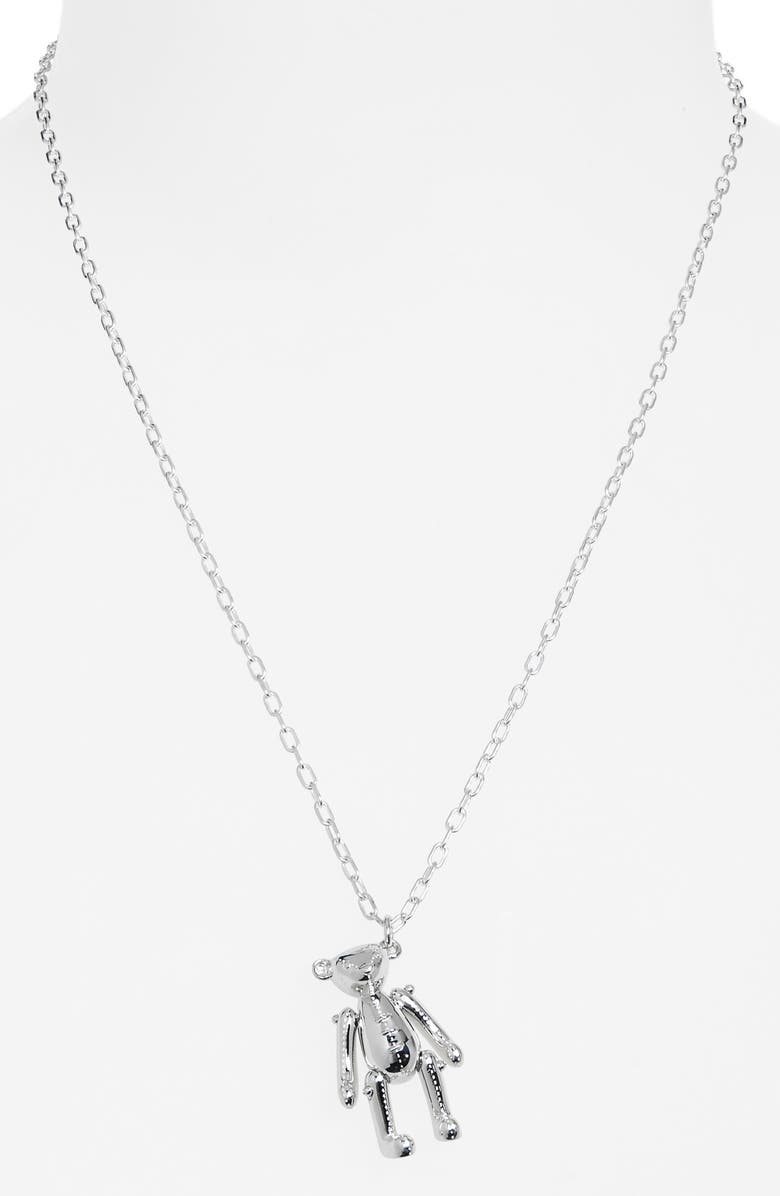 Ambush Teddy Bear Pendant Necklace, Alternate, color, Silver