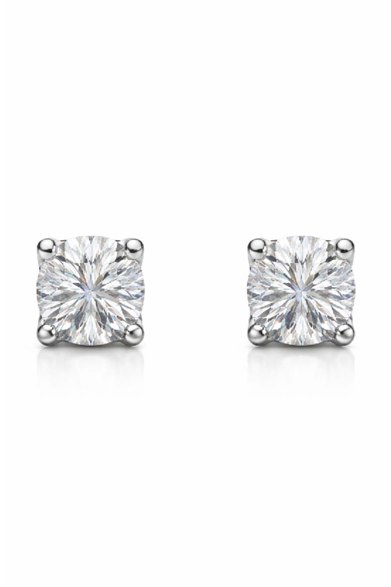 Moissanite Stud Earrings, Main, color, SILVER PLATED