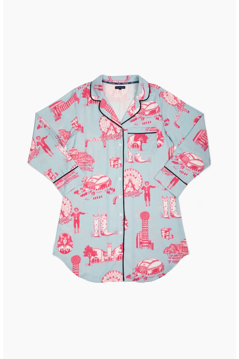 Dallas Toile Sleep Shirt, Alternate, color, Blue