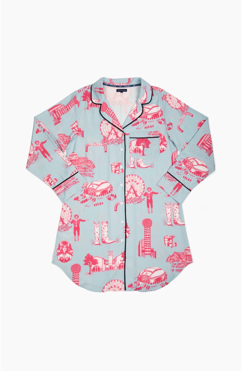 Katie Kime Dallas Toile Sleep Shirt, Alternate, color, Blue