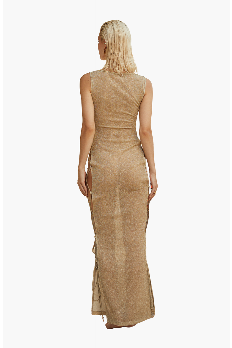 NYX Rope Detailed Beach Dress, Alternate, color, Gold