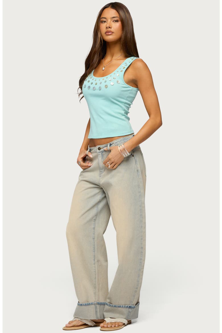 Kella Low Rise Baggy Cuffed Wide Leg Jeans, Alternate, color, LIGHT-BLUE