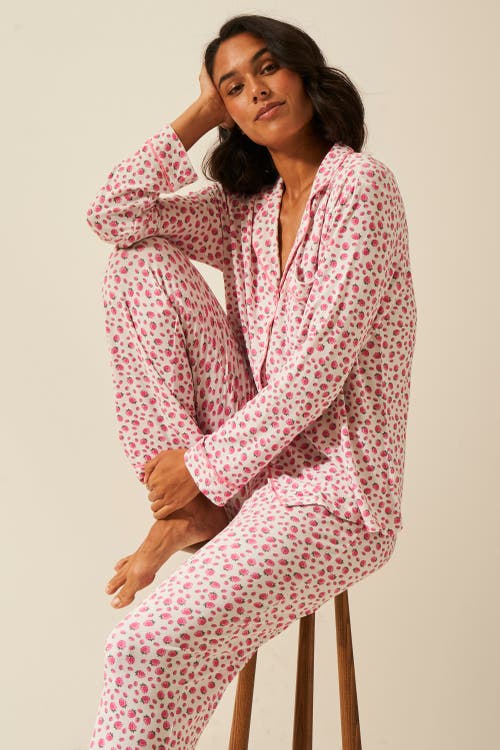 Stripe & Stare Long Pyjama Set In Purple