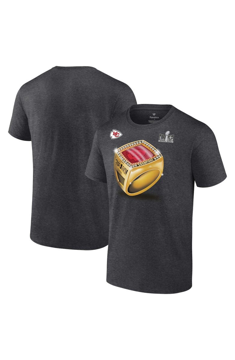 FANATICS Men's Fanatics Branded Heather Charcoal Kansas City Chiefs Super Bowl LVIII Champions Ring Season T-Shirt, Alternate, color, 