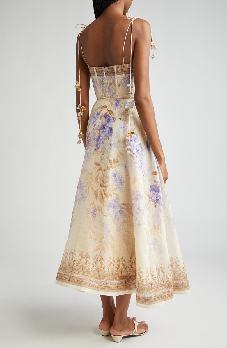 Zimmermann Floral Appliqué Fit & Flare Midi Dress, Alternate, color, 