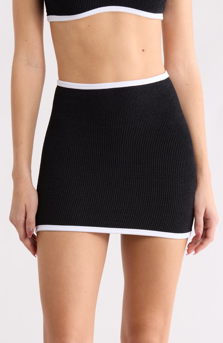 Hunza G Skirted Bikini Bottoms, Main, color, Black/ White