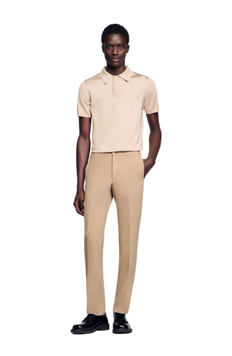 SANDRO Jersey trousers, Alternate, color, Beige
