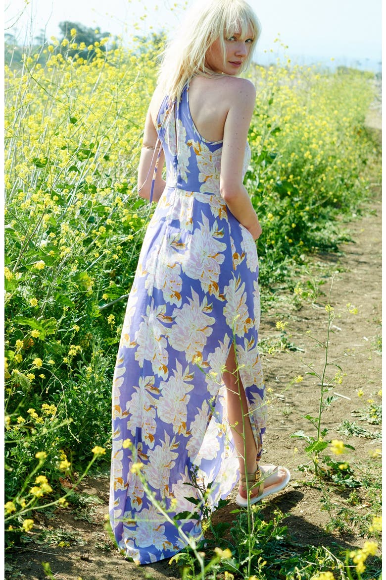 ASTR Racerback Print Maxi Dress, Alternate, color, PURPLE MULTI FLORAL
