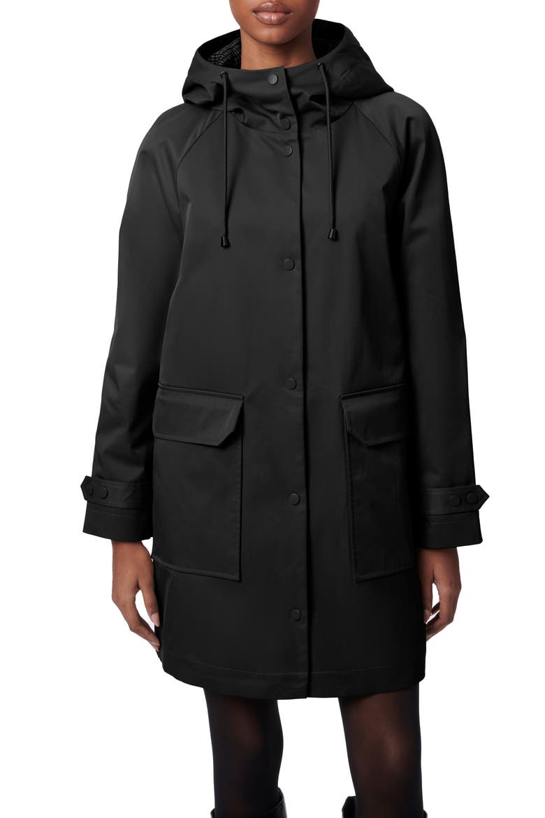 Water Resistant Hooded Jacket, Main, color, BLACK