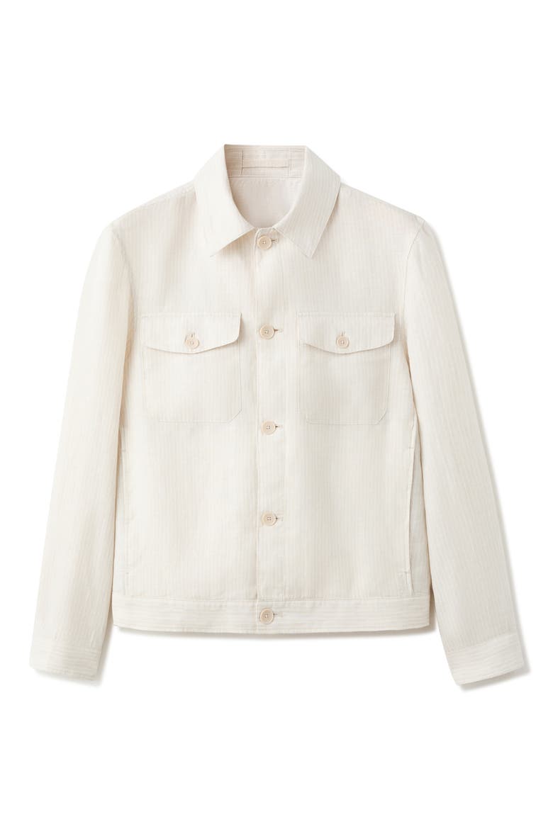 Tonal Stripe Linen Jacket, Alternate, color, WHITE