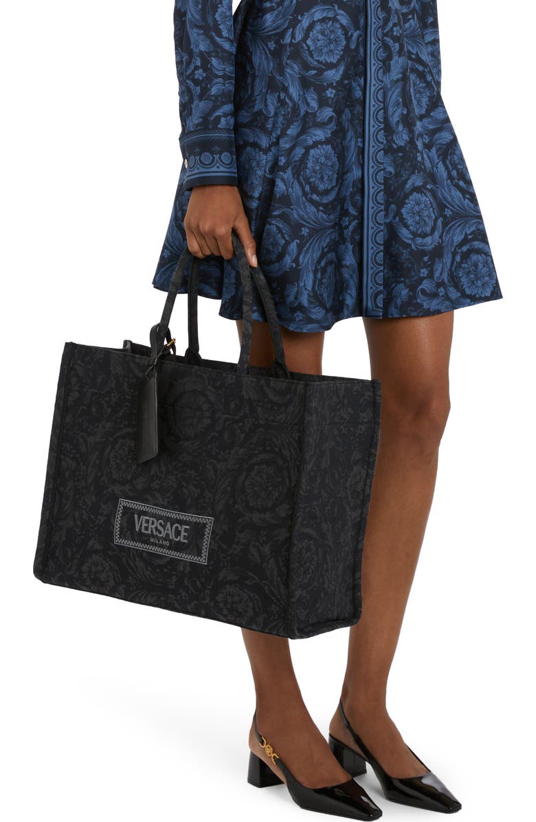 Versace Barocco Athena Small Tote, Alternate, color,