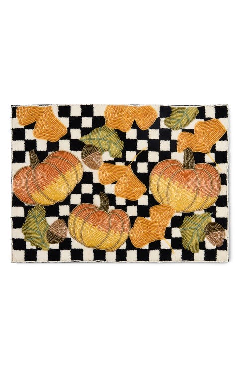 Beaded Checked Pumpkin Harvest Placemat