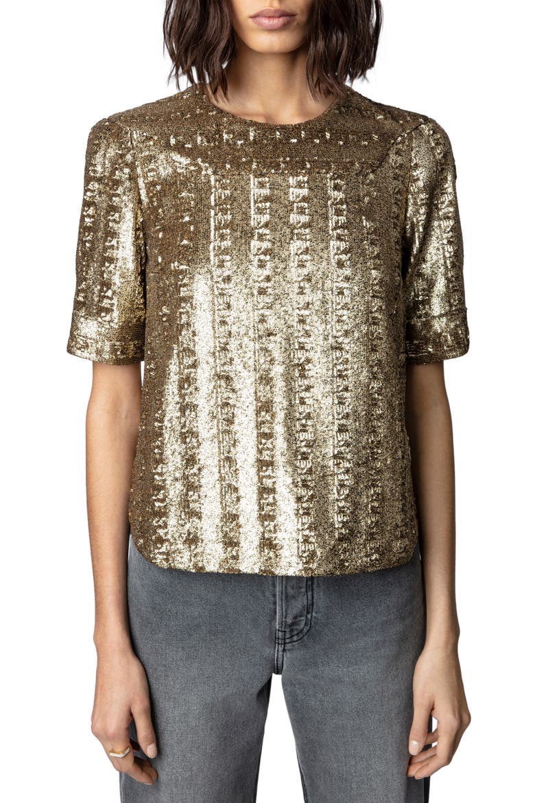 Toysse Sequin Top, Main, color, BRONZE