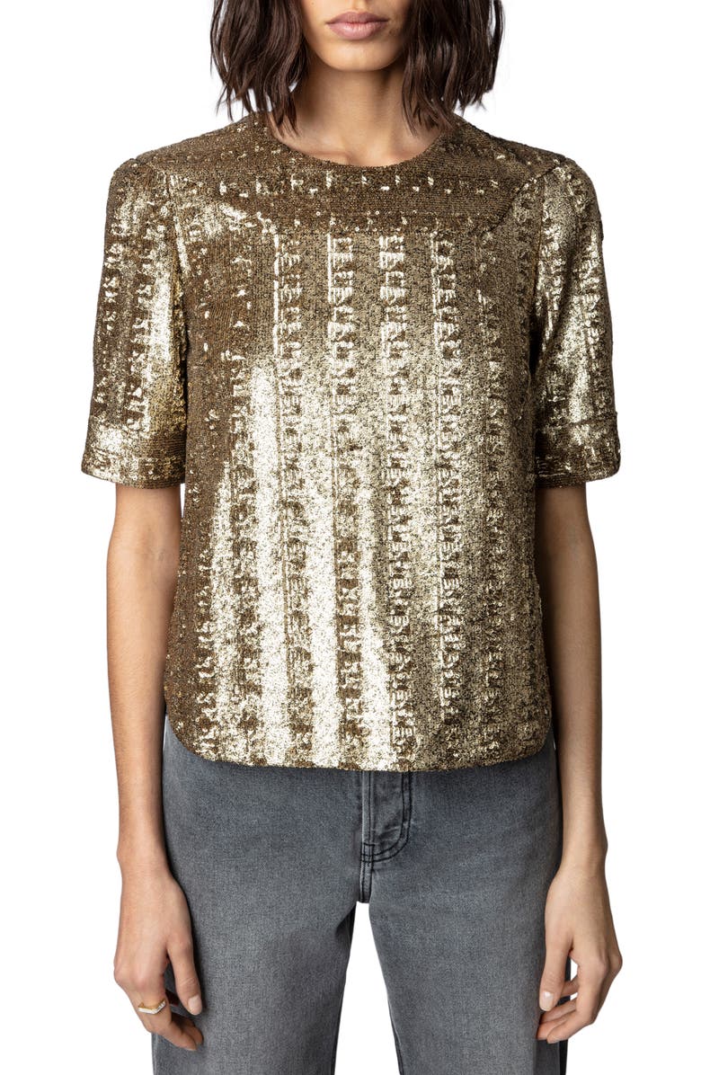 Zadig & Voltaire Toysse Sequin Top, Main, color, 