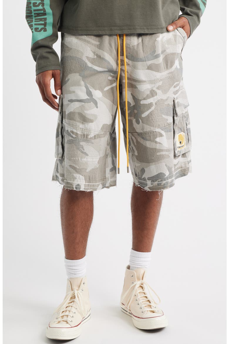 Camo Cargo Shorts, Main, color, GREY