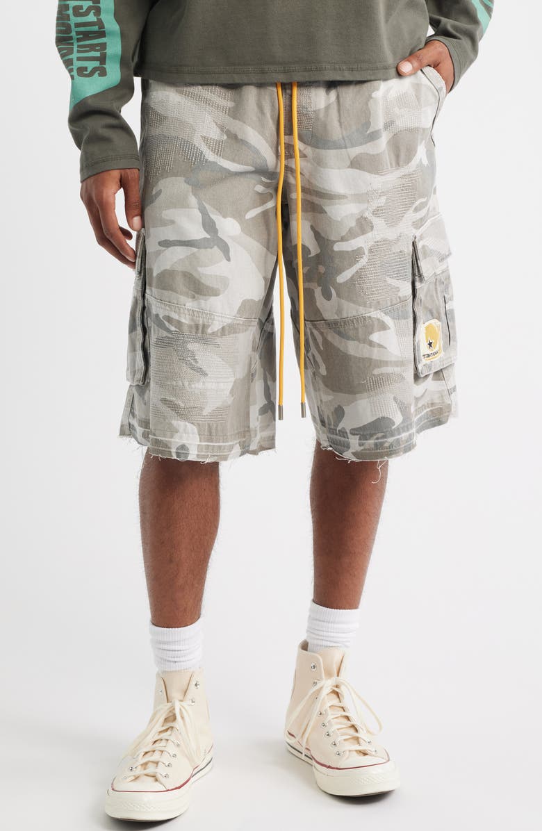 DIET STARTS MONDAY Camo Cargo Shorts, Main, color, Grey
