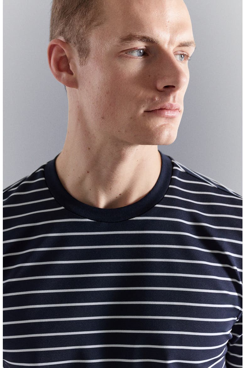 Slim Fit Coolmax® Stripe T-Shirt, Alternate, color, NAVY